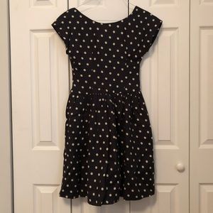 Polka Dot Linen Anthropologie A Line Dress